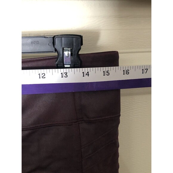 Athleta Delancey Gleam Moto Tight Leggings Size L Burgundy Faux Leather High - Picture 6 of 10